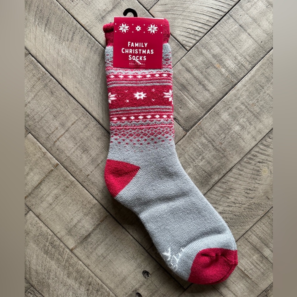 Family Christmas Socks in Red & Gray Adult Small NWT